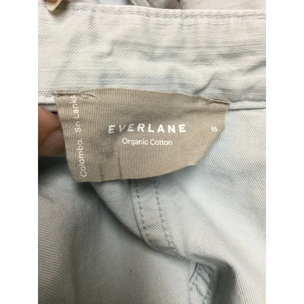 Everlane Womens Short Sleeve Denim Jumpsuit Coveralls Organic Cotton Linen Sz 8